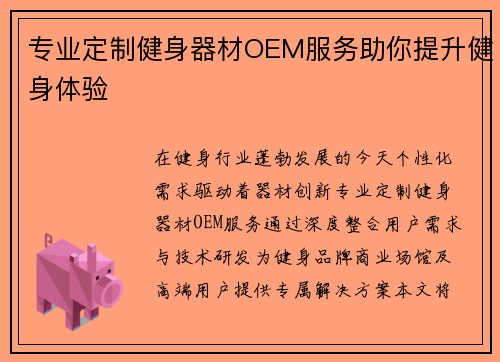 专业定制健身器材OEM服务助你提升健身体验