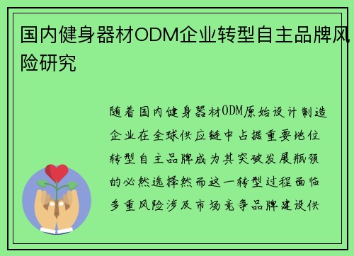 国内健身器材ODM企业转型自主品牌风险研究